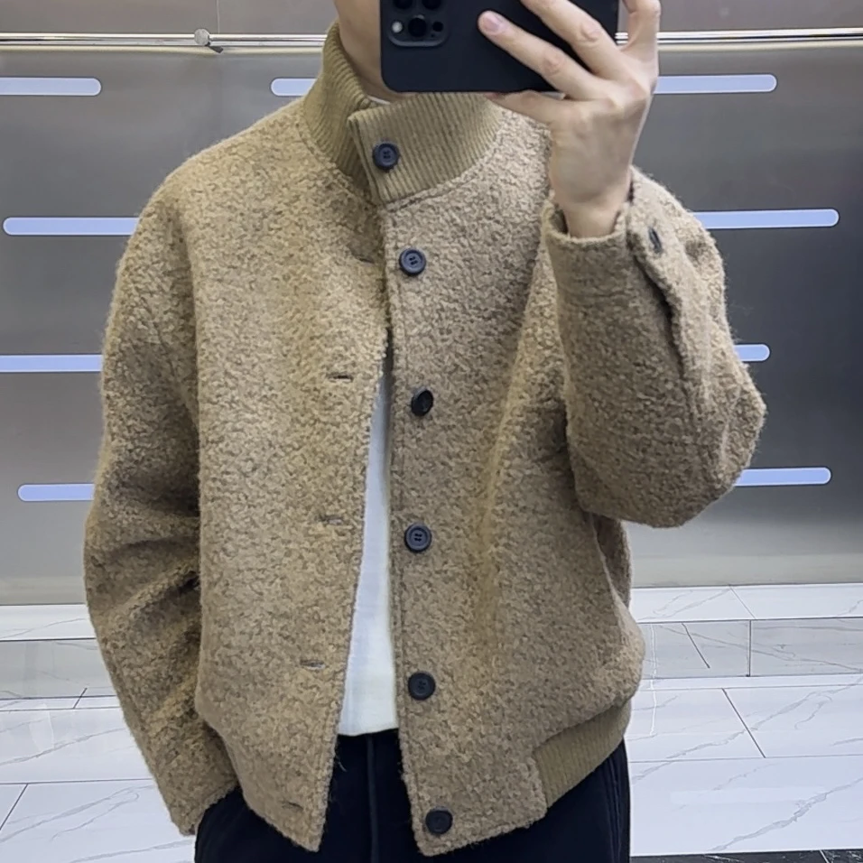 秋冬季男士立领呢夹克韩系宽松保暖高街时尚百搭痞帅外套潮