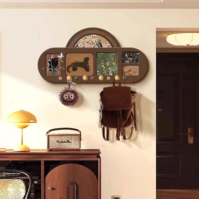 中古风洞洞板置物架造型墙入户玄关挂钩高级感装饰画6030