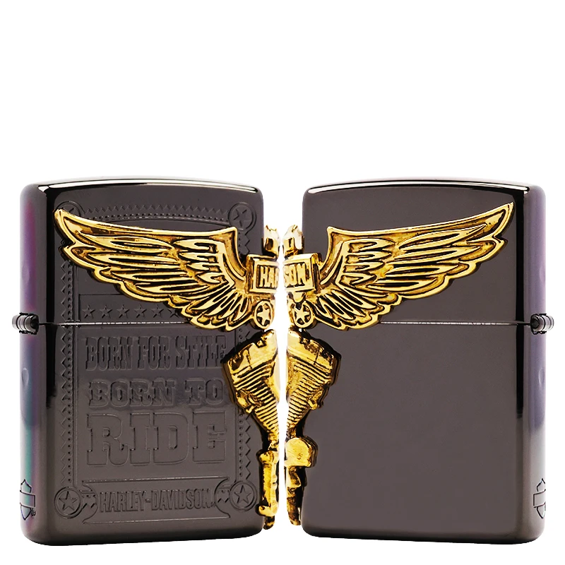 ZIPPO/之宝常规【黑冰侧面金色贴章】正品煤油打火机  KF-FD