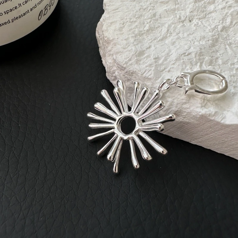 吊坠925银 韩版小众设计感异形花花吊坠简约复古时尚韩国烟花侧坠