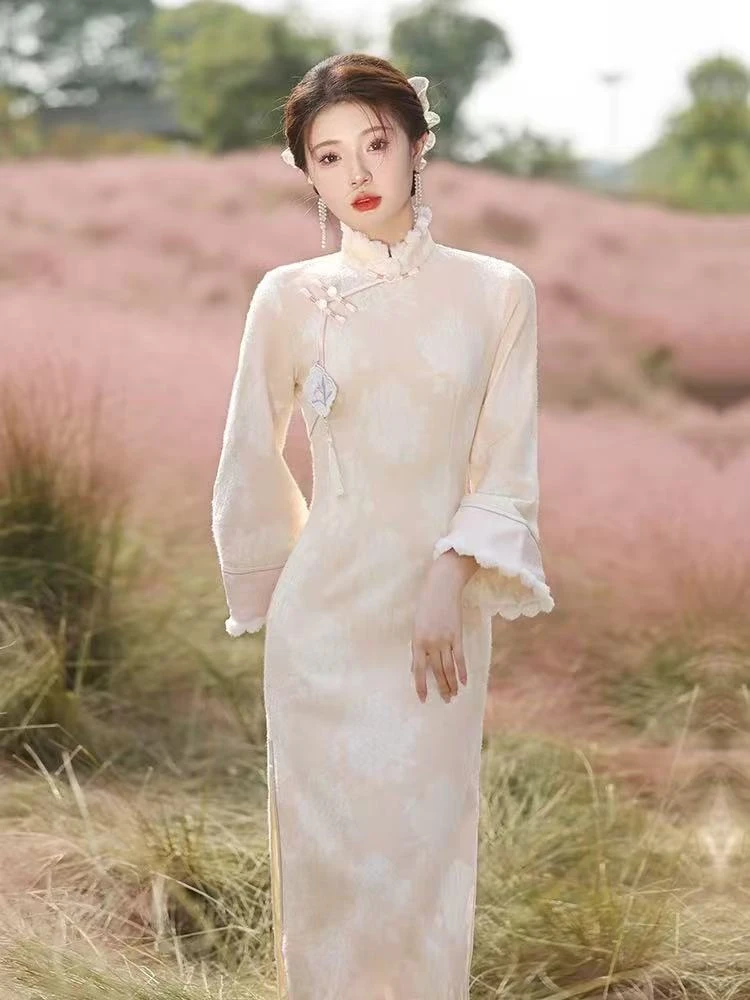 1577 浅粉色（粉姚）冬款 旗袍