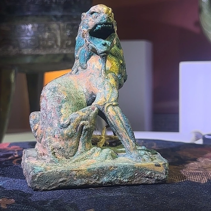 强***活铜鎏金狮子座艺术品