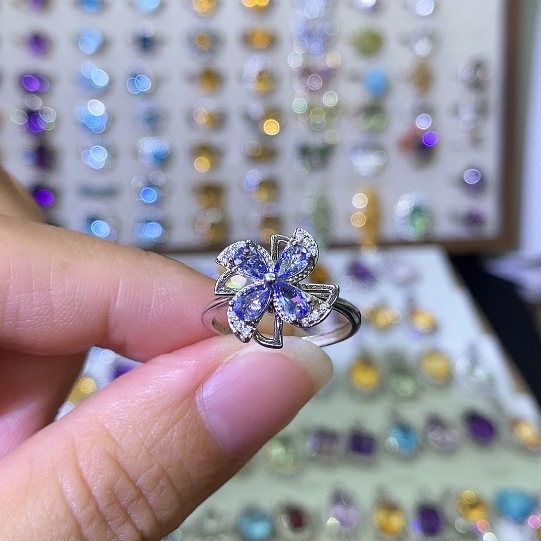 坦桑石戒指银S925镶嵌需要证书备注