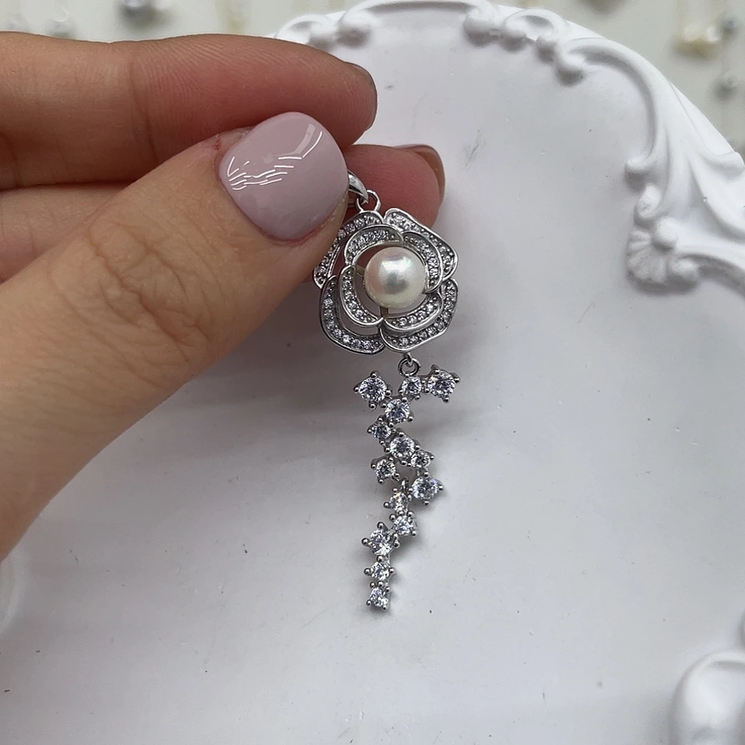 吊坠(不含链)海水珍珠银S925镶嵌