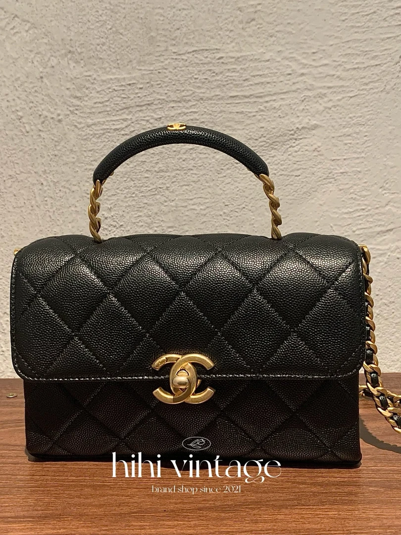 99新 Chanel/香奈儿 23S carryme手柄荔枝皮口盖包芯片款/二店