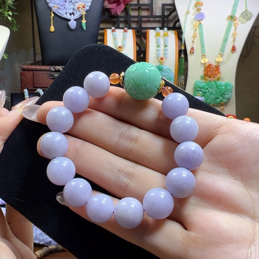 翡翠未镶嵌毛衣链紫翡