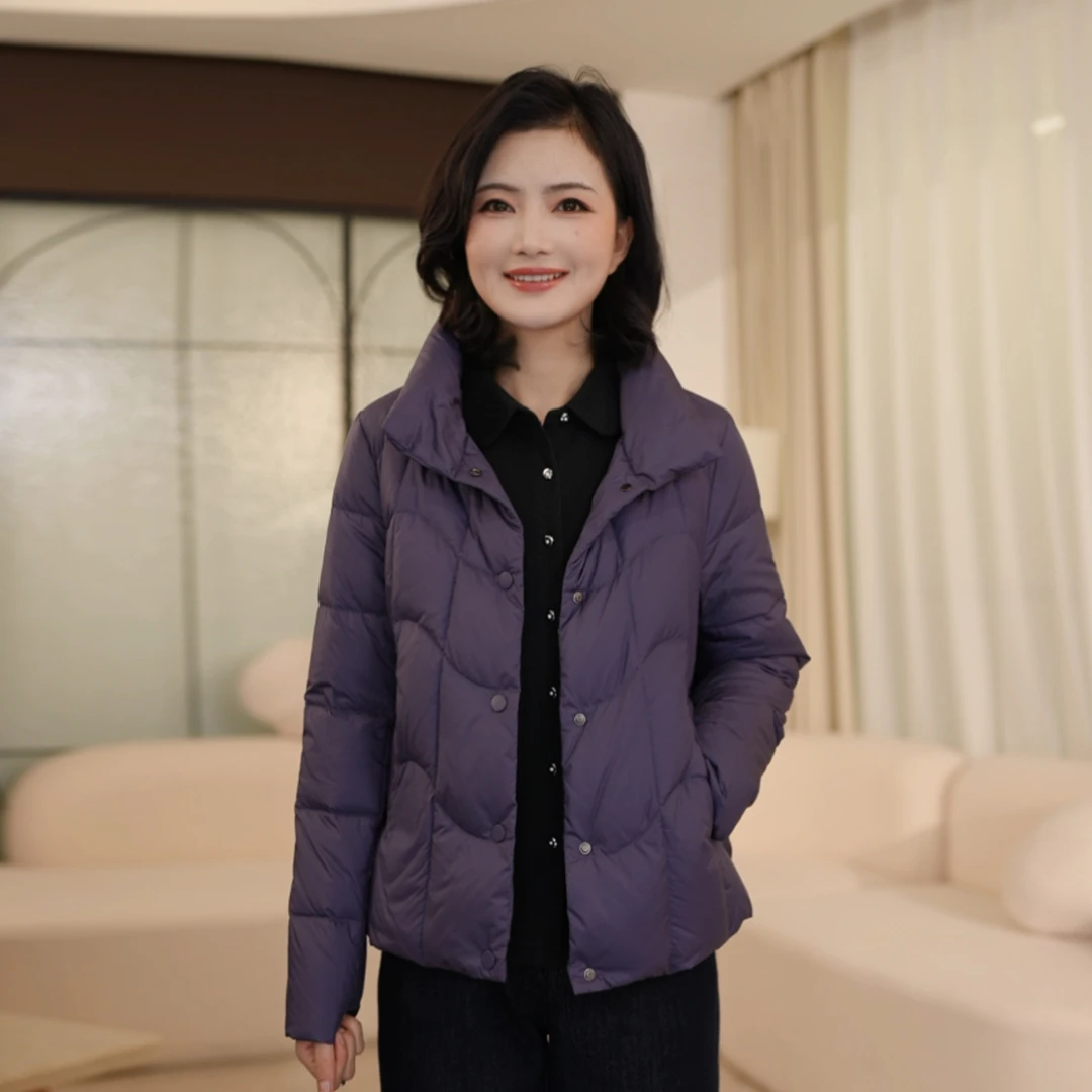 枫竺阿楠anan简约通勤立领90白鸭绒羽绒服女冬季保暖防寒外套