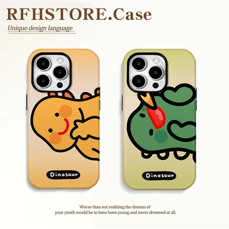 飞虎胜卡通可爱小恐龙适用苹果16菲林手机壳华为oppo小米vivo情侣