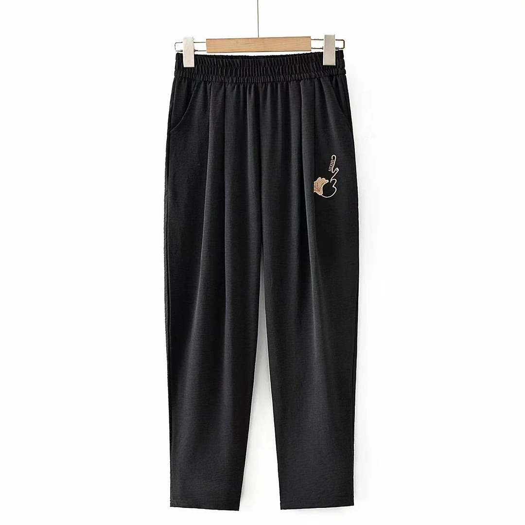 2025夏季新款时尚高腰显瘦哈伦裤松紧腰薄款洋气百搭休闲裤宽松