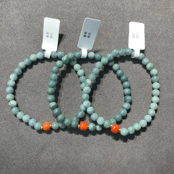 004my-翡翠配南红手串单圈k6mm