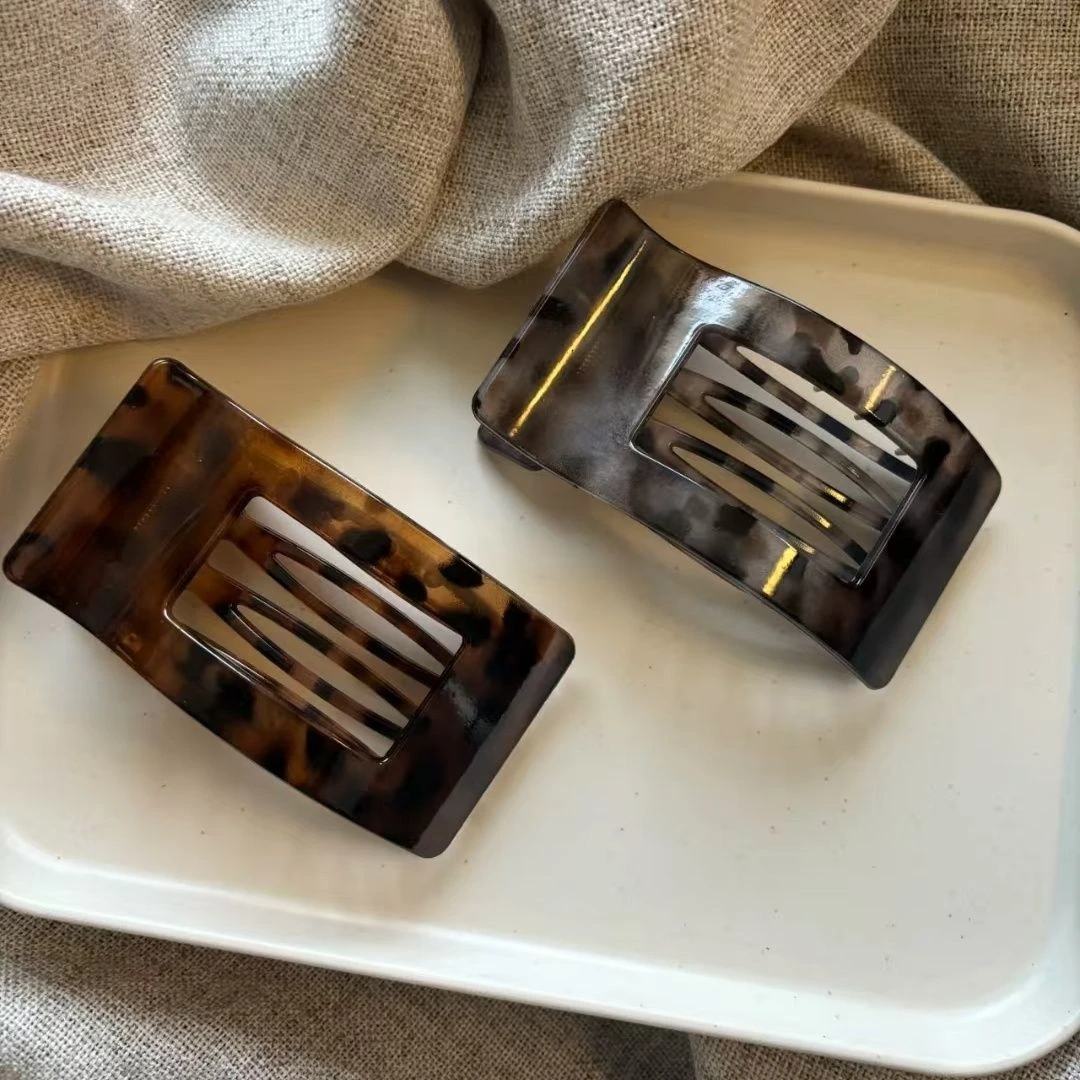 不硌头豹纹鸭嘴夹10cm抓夹女豹纹圆形方形2025新后脑勺盘发