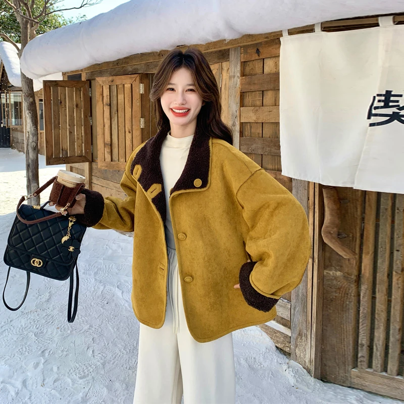 高级感两面穿皮毛一体外套女2025冬季新款韩系通勤ins风加厚棉衣
