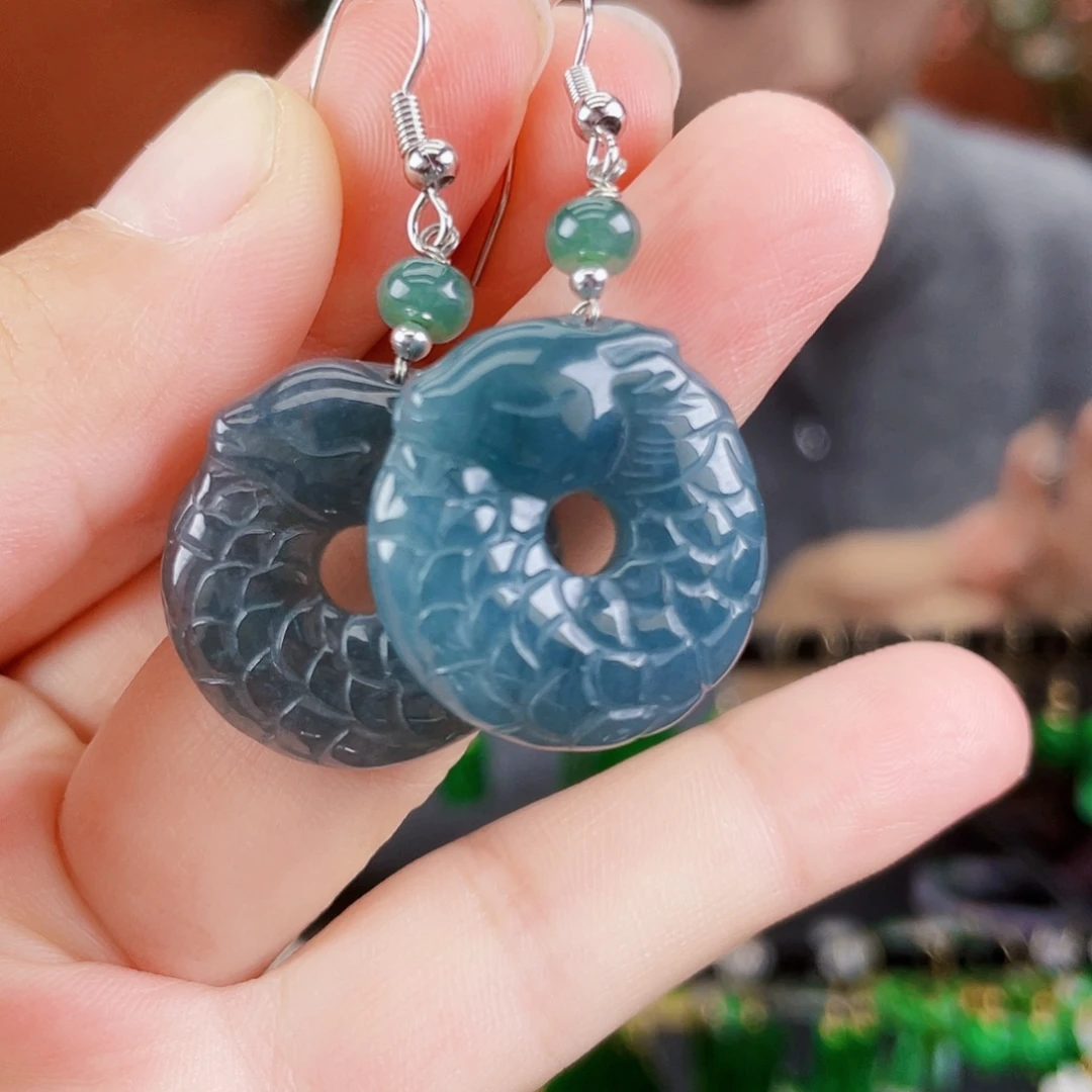 翡翠未镶嵌耳饰饰品