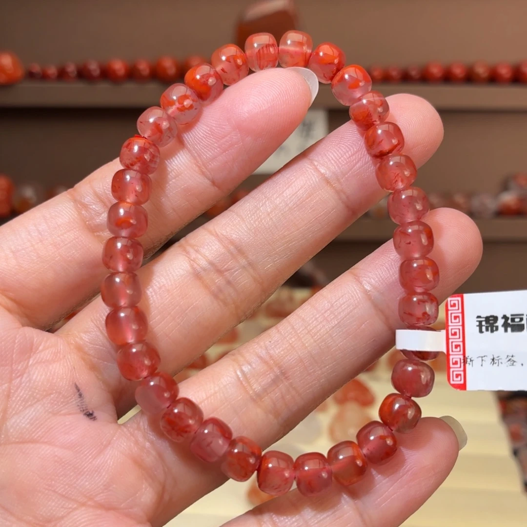 耳***陳未镶嵌川料南红玛瑙火焰纹单圈6+