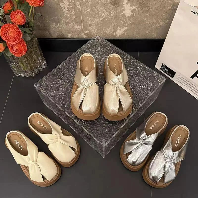 爆款厚底凉拖鞋女夏季外穿新款爆款增高沙滩凉鞋子时尚百搭半托女