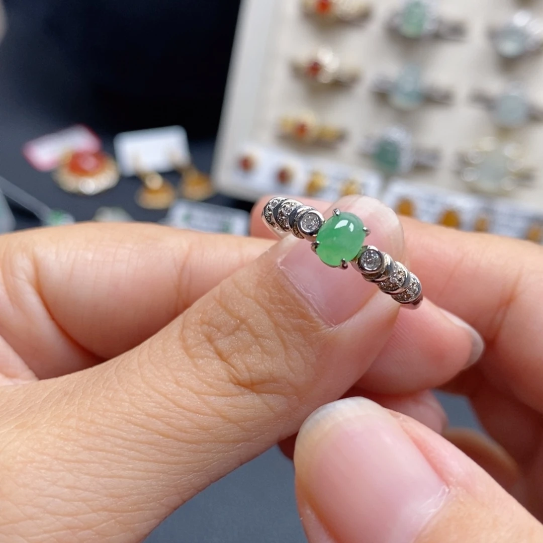 翡翠银S925镶嵌戒指