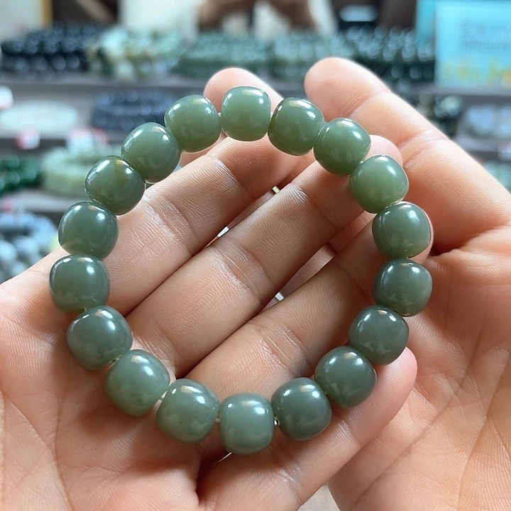 和田玉手链未镶嵌新疆且末蓝老型卡12