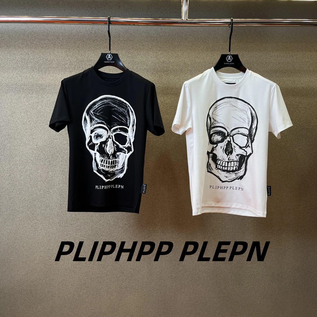 PLIPHPP PLEPN正品PP奢潮休闲时尚发泡直绒骷髅款男士短袖T恤1701