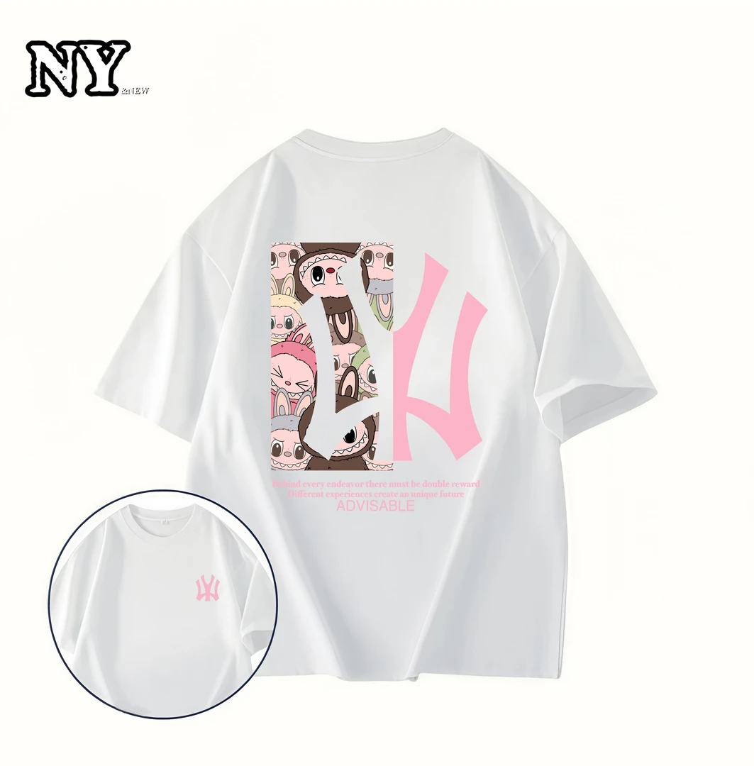 NY&NEW运动短袖t恤卡通撞色男士T恤情侣装韩版上衣潮流百搭纯棉