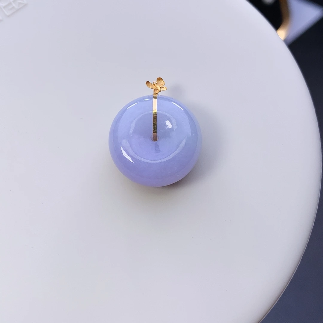 翡翠18K金镶嵌挂件天然缅甸翡翠Ａ货吊坠