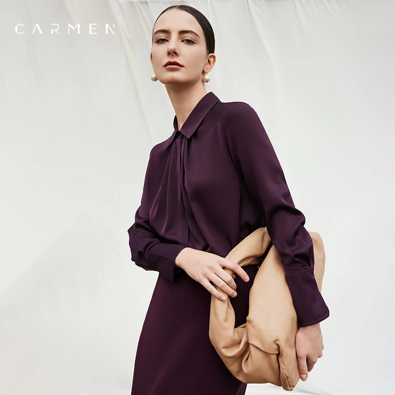 Carmen高端重磅真丝衬衫女长袖2025春夏宽松职业OL气质桑蚕丝上衣