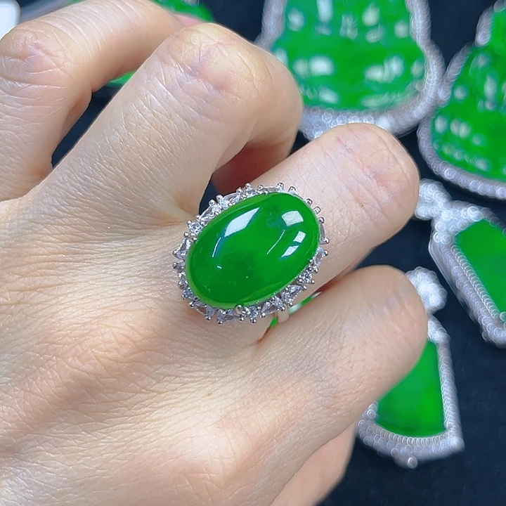 翡翠吊坠(不含链)银S925镶嵌