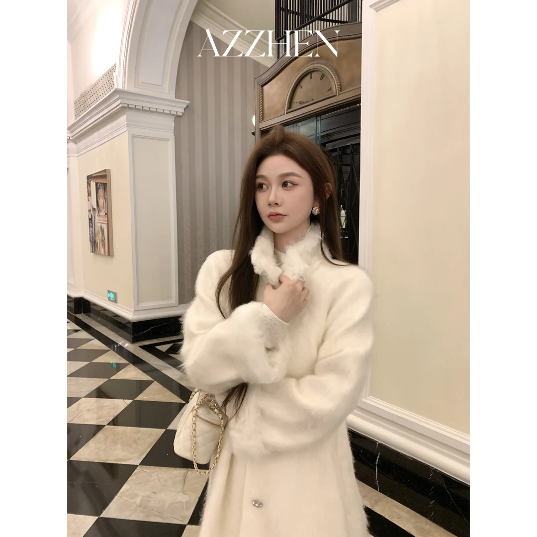 AZZHEN【暖阳邂逅】秋冬保暖羊毛羊绒长款过膝毛呢大衣2025气质外套