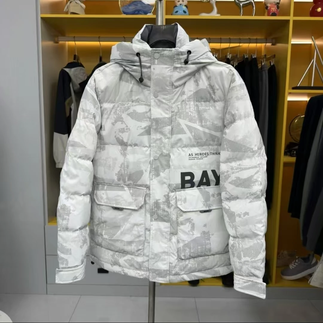 【HY666】男款青年连帽外套白鸭绒宽松保暖外套