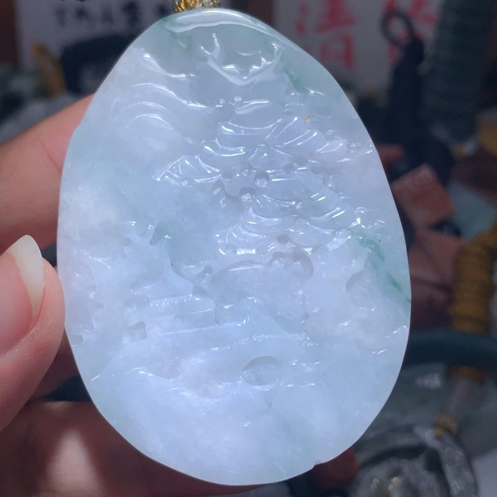 翡翠未镶嵌颈饰保真天然A货翡翠