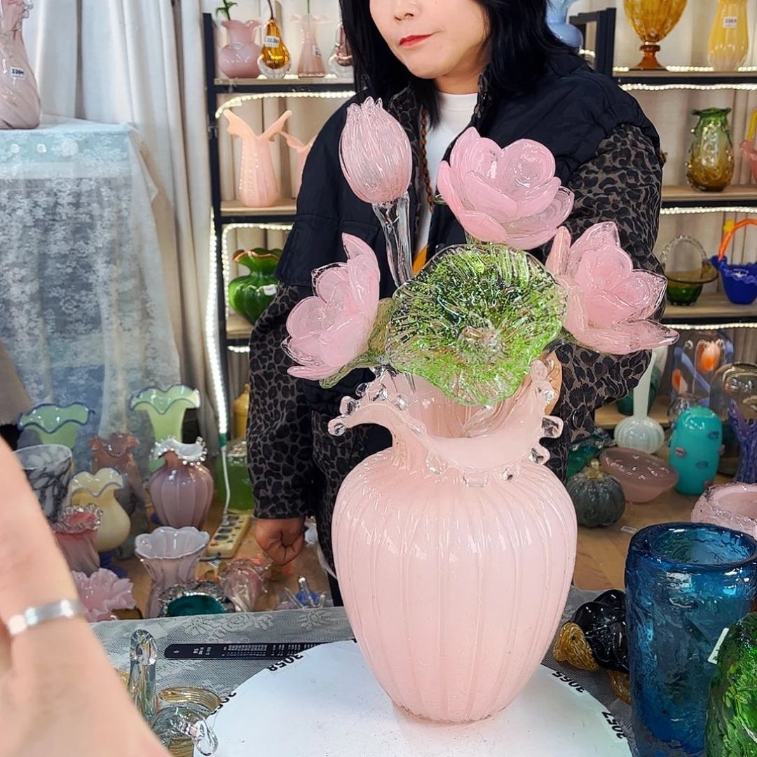 今***缘5花1夜光瓶家悦琉璃工艺品