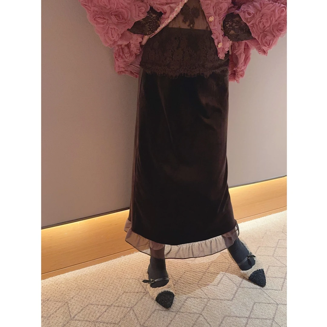 智英欧尼  NO退NO换 丝绒半身裙【秋冬松紧腰高级感轻奢百搭】