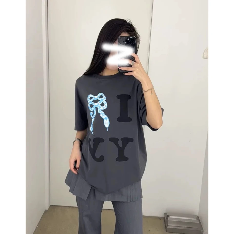 【现货专属】01218蛇年限定韩版宽松印花圆领短袖t恤男女同款上衣女