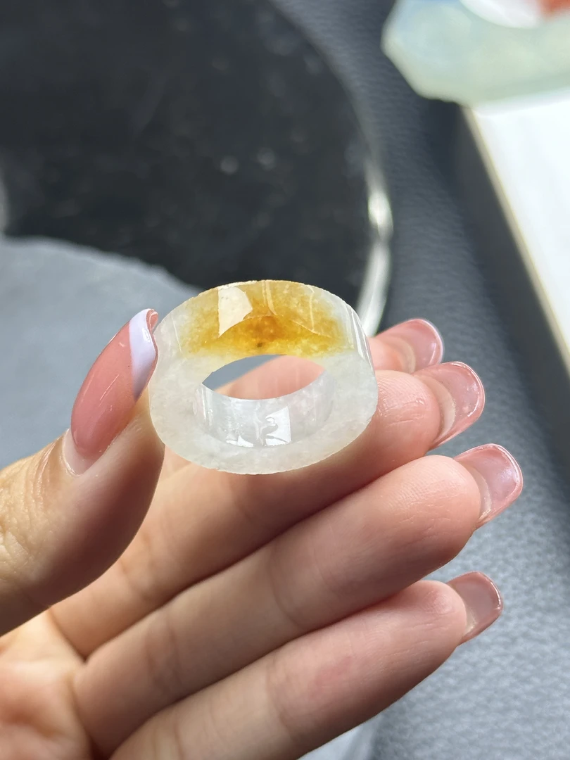 梦中情黄 白底柠檬黄戒圈