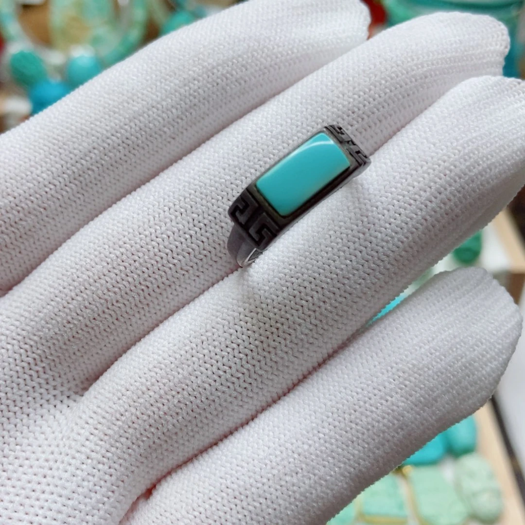 绿松石银S925镶嵌戒指