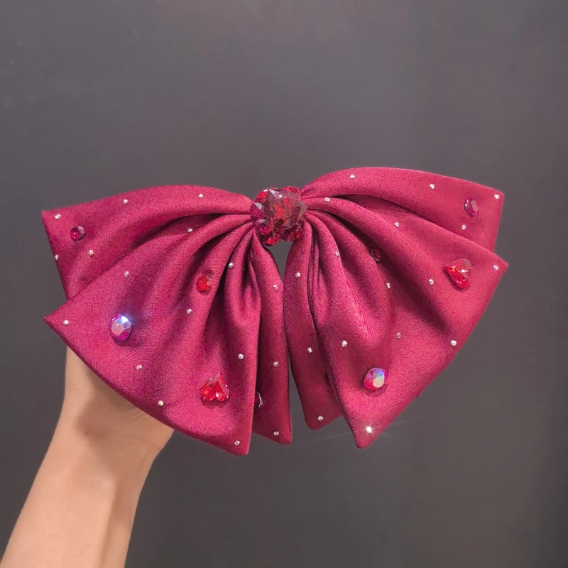 高级感蝴蝶结施家钻弹簧夹重工氛围感顶夹淑女风在逃公主发夹头饰