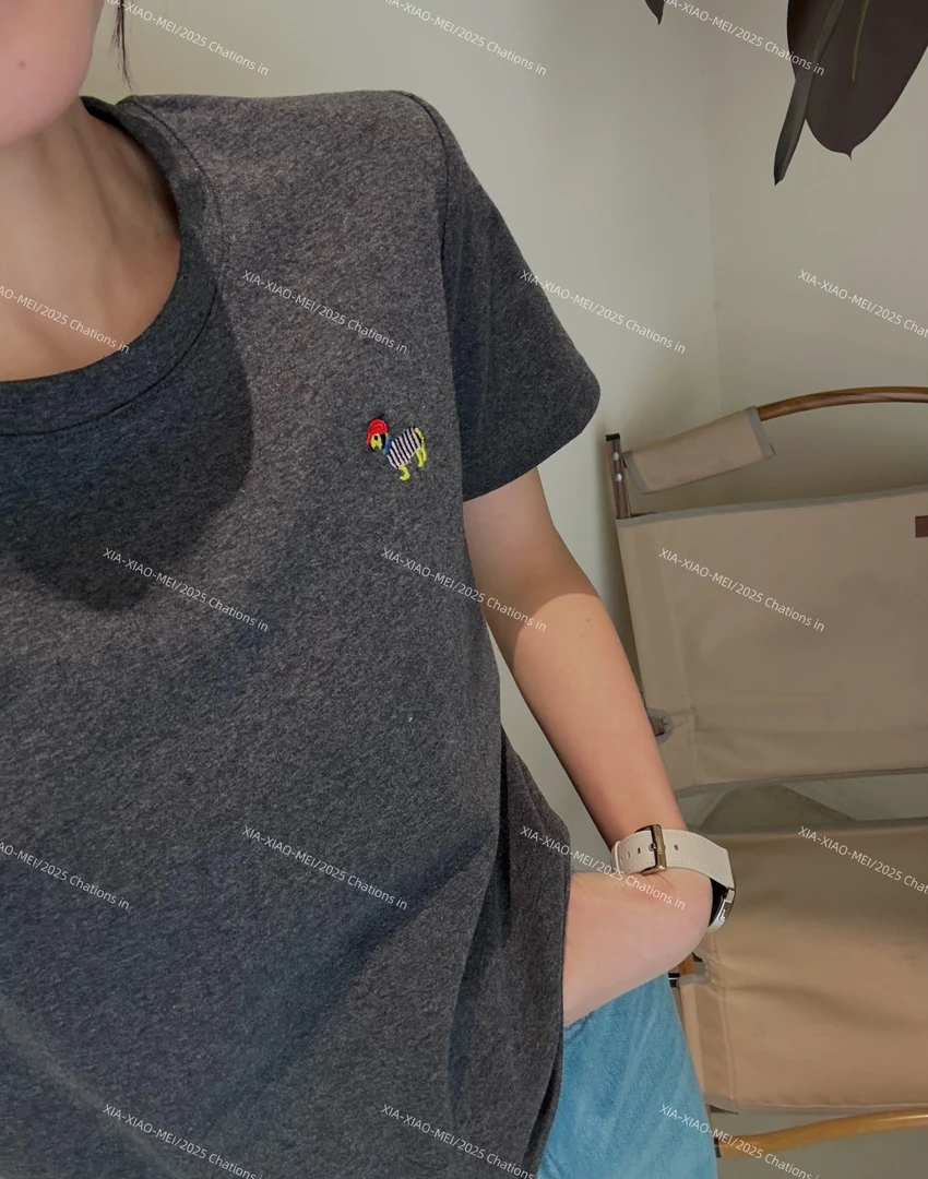XIAOMEI｜撞色小马正肩短袖T恤-2511