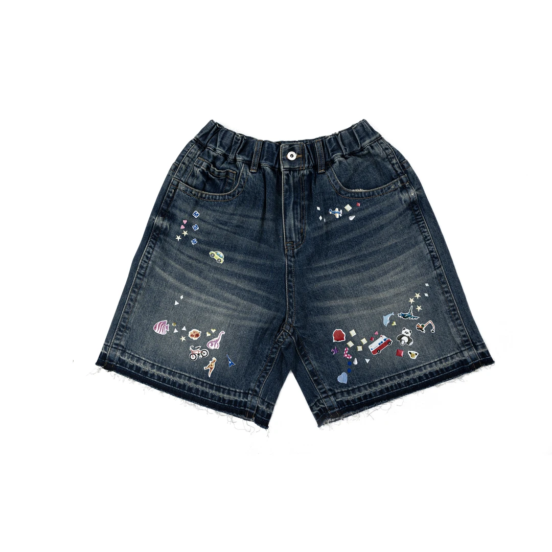 FGSS春夏新款卡通趣味贴纸童趣牛仔短裤ZB340