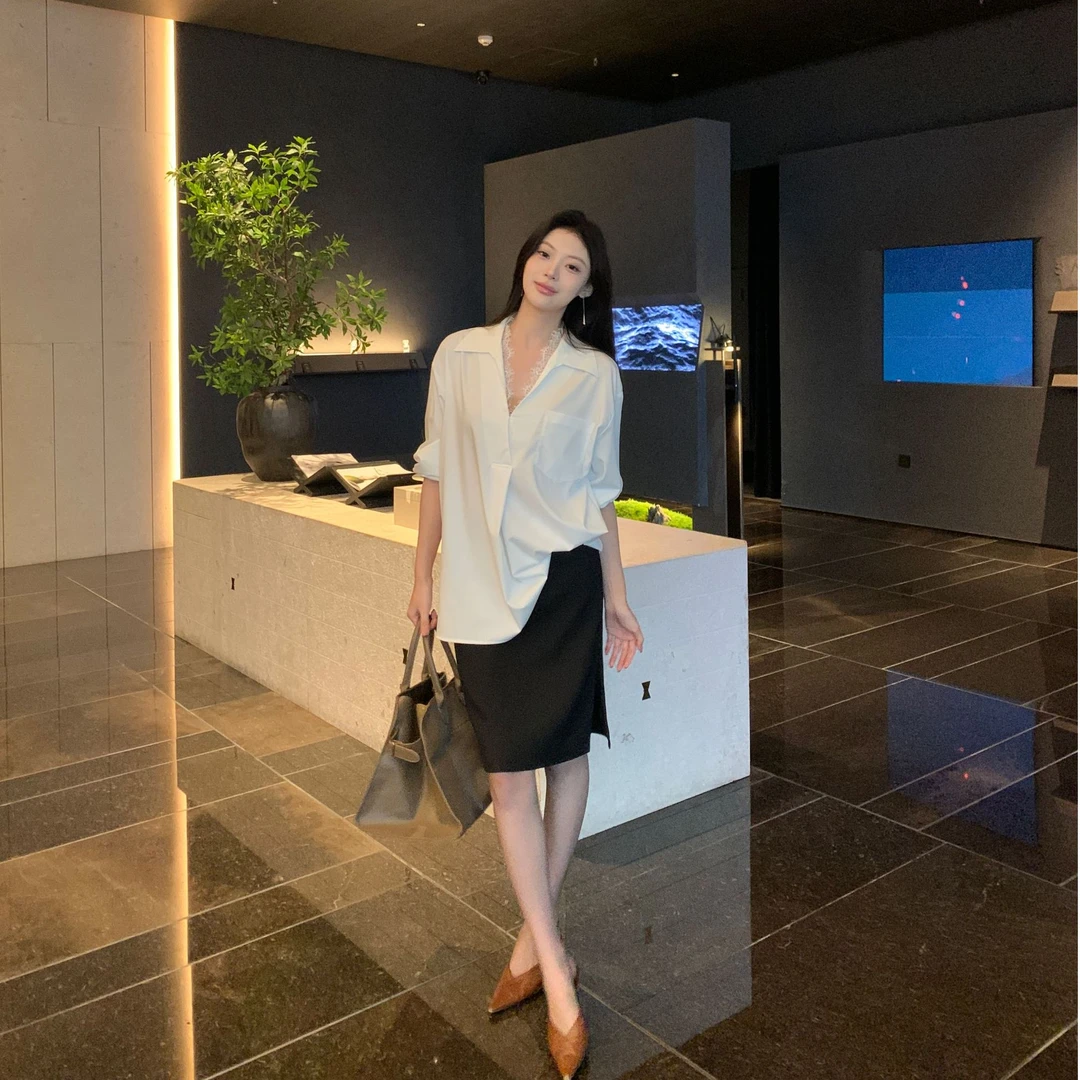 现货 JINY 静一｜【棕墨简调】知识分子简约直筒简约半裙 MAQ25918