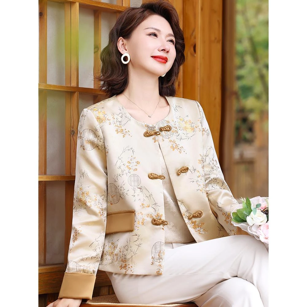 玛古芭优雅妈妈春秋外套洋气2025新款中年女装气质新中式国风上衣