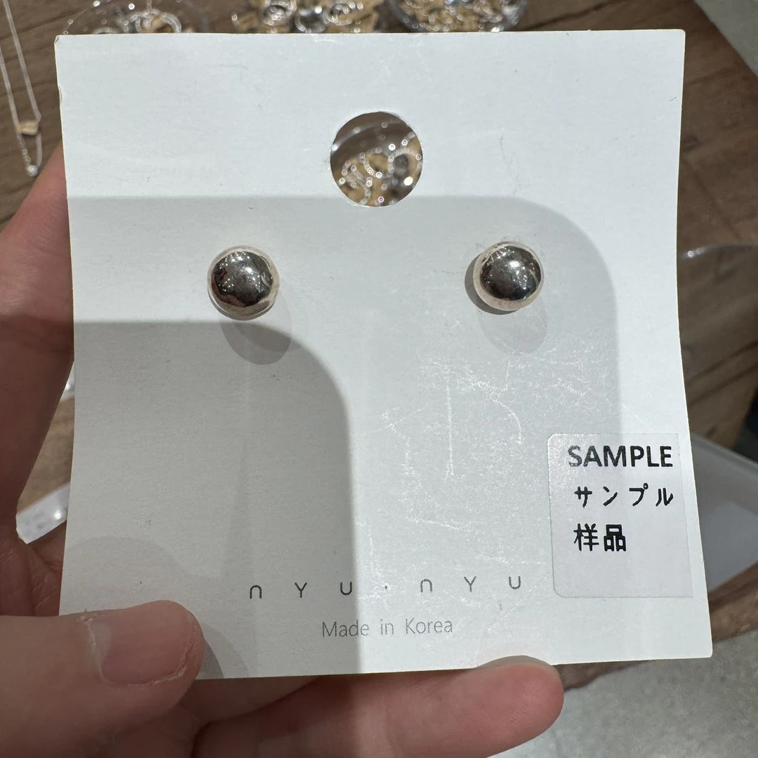 925银耳饰 1220A10 TJ韩国女装韩国直播代购925 扁银豆子耳饰