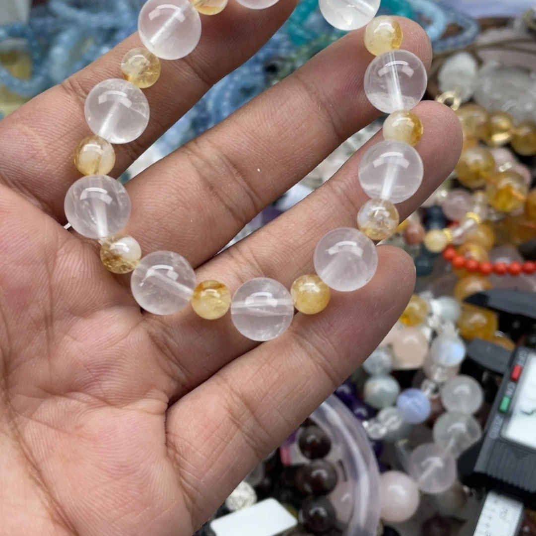 银S925镶嵌手链烟晶