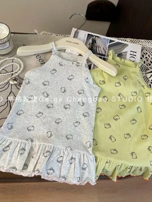 韩系荷叶边童装可爱女童连衣裙夏季新款洋气幼儿外出服超萌炸街