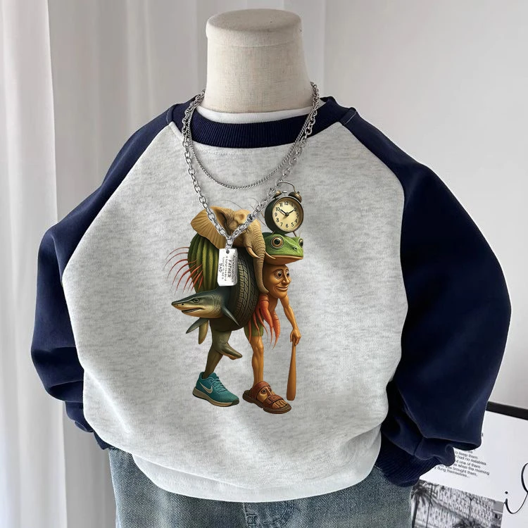 tungtungtungsahur木棍人通通通衣服儿童长袖卫衣外国山海经上衣