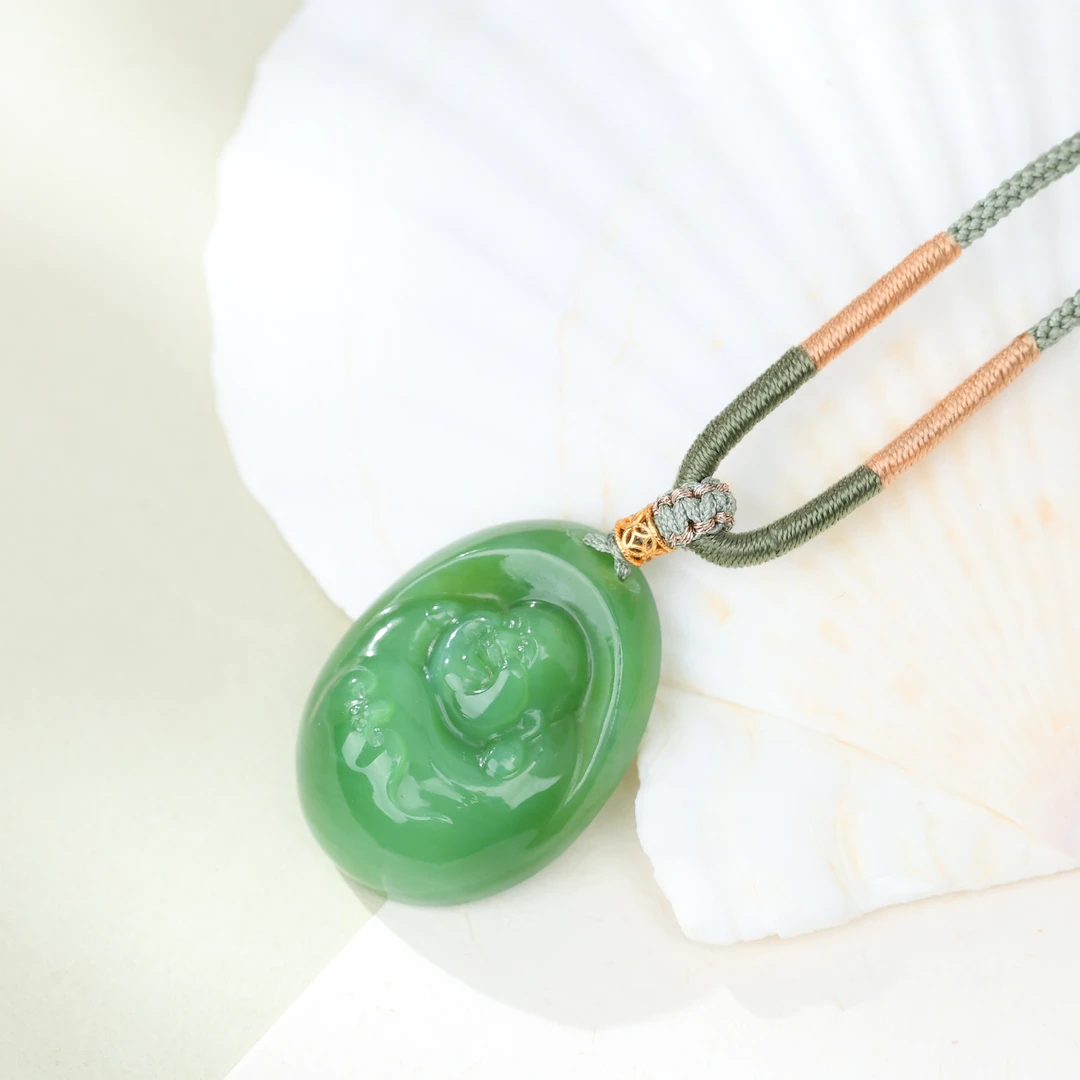 【央博玉】925银和田玉圆佛吊坠-YB93810233-多样性发一|BHT5