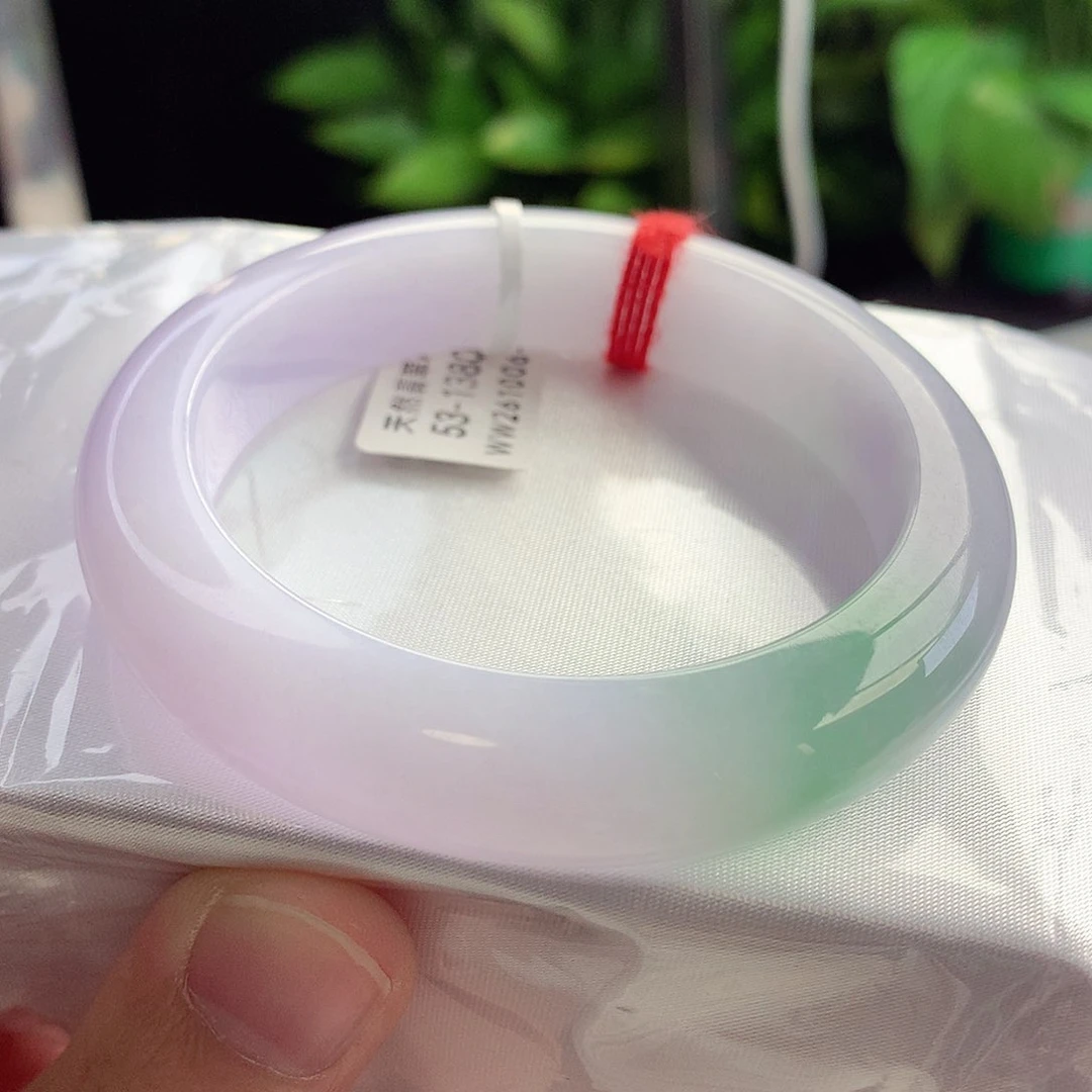 未镶嵌手镯翡翠53-54圈口粉春底糯唧唧老料子12号