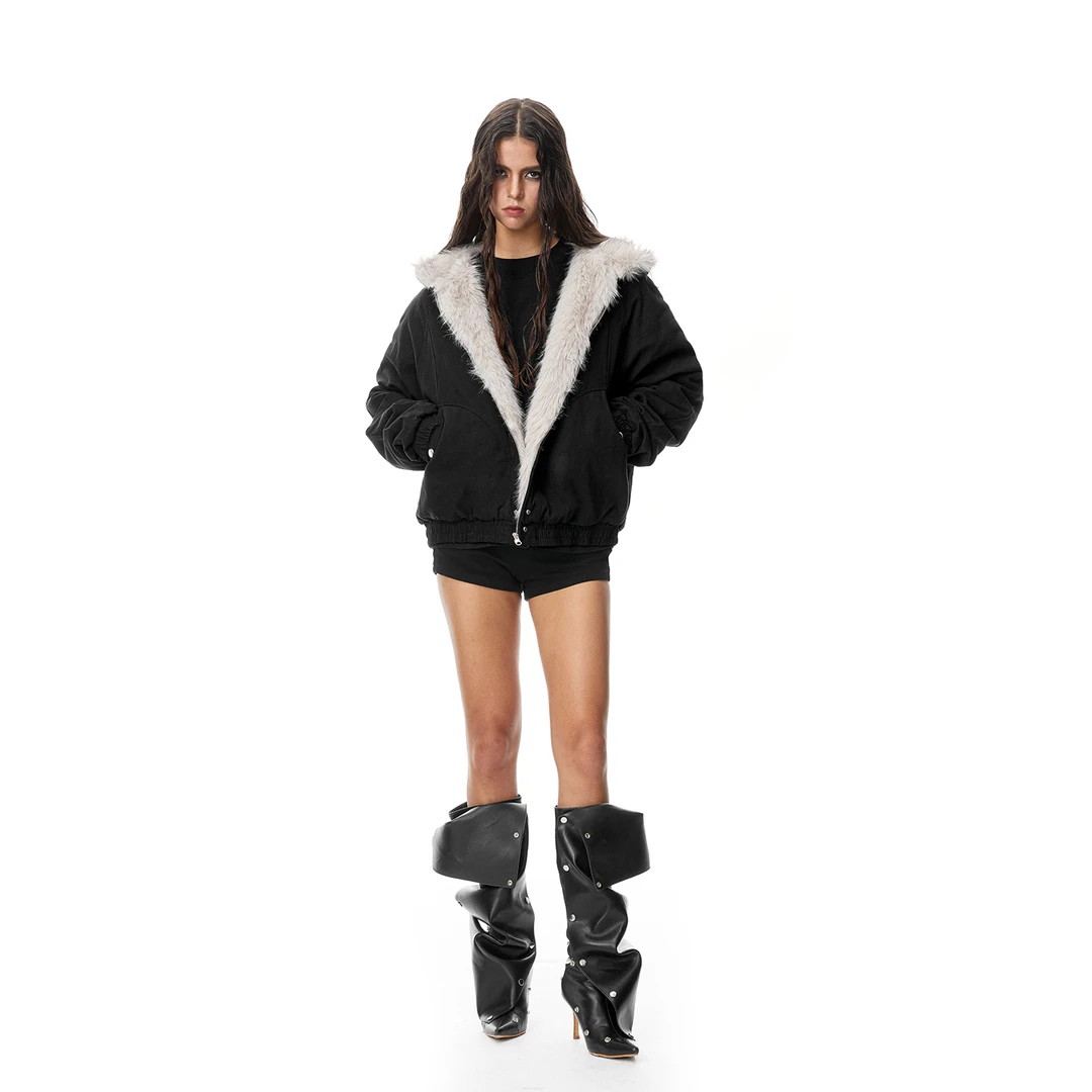 FDR官方店 座山雕外套男女秋冬美式复古连帽毛领棉服夹克情侣开衫