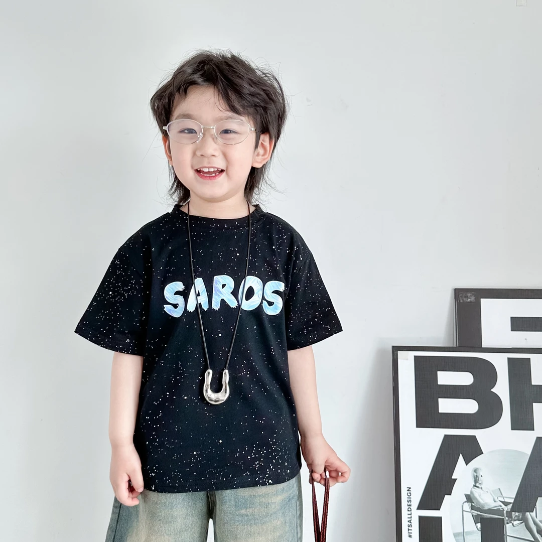 【夜晚发光】满天星儿童短袖t恤男童薄款T恤ins时尚上衣T恤星空夏装