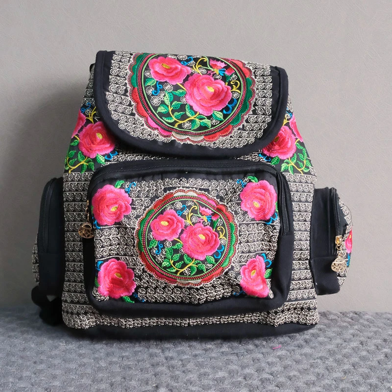 中国风刺绣双肩包云南民族风绣花包背包休闲女士包包民族风刺绣
