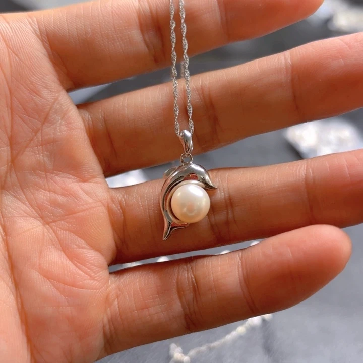 淡水珍珠银S925镶嵌吊坠(赠链)