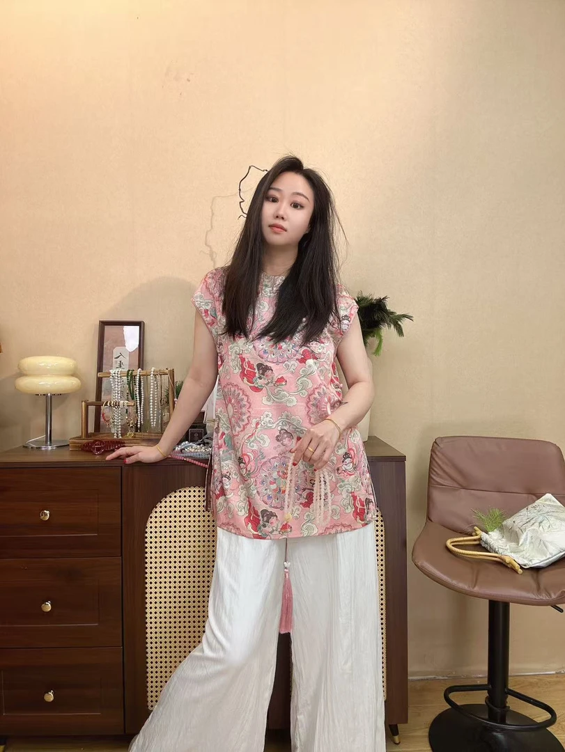 【澜公子9223】仙女*小飞袖春夏新款气质百搭新中式国风中长款